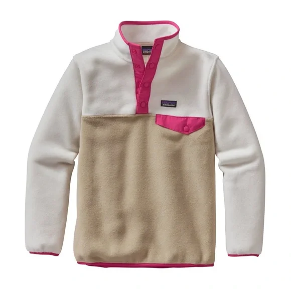 Patagonia Lightweight Synchilla Snap-T Pullover Pink Tan Colorblock Large 12